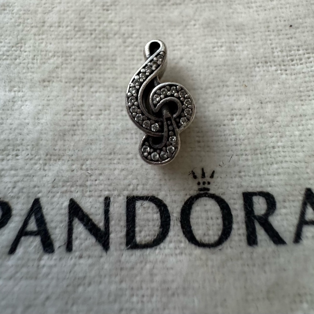 Sweet Music Treble Clef Charm S925 ALE with Cubic Zirconia 791381CZ